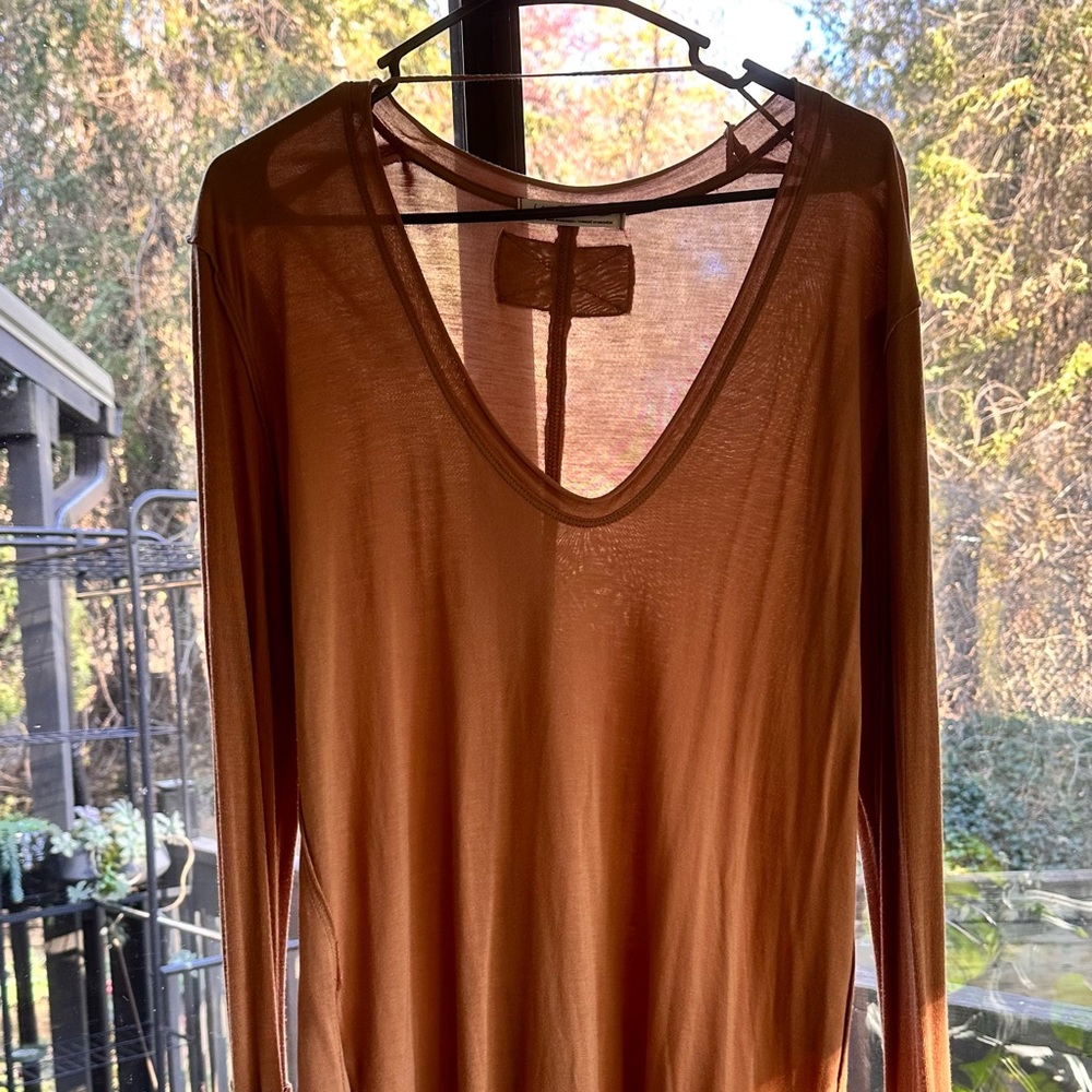 Free People Tan Medium Long Sleeve Tunic Top